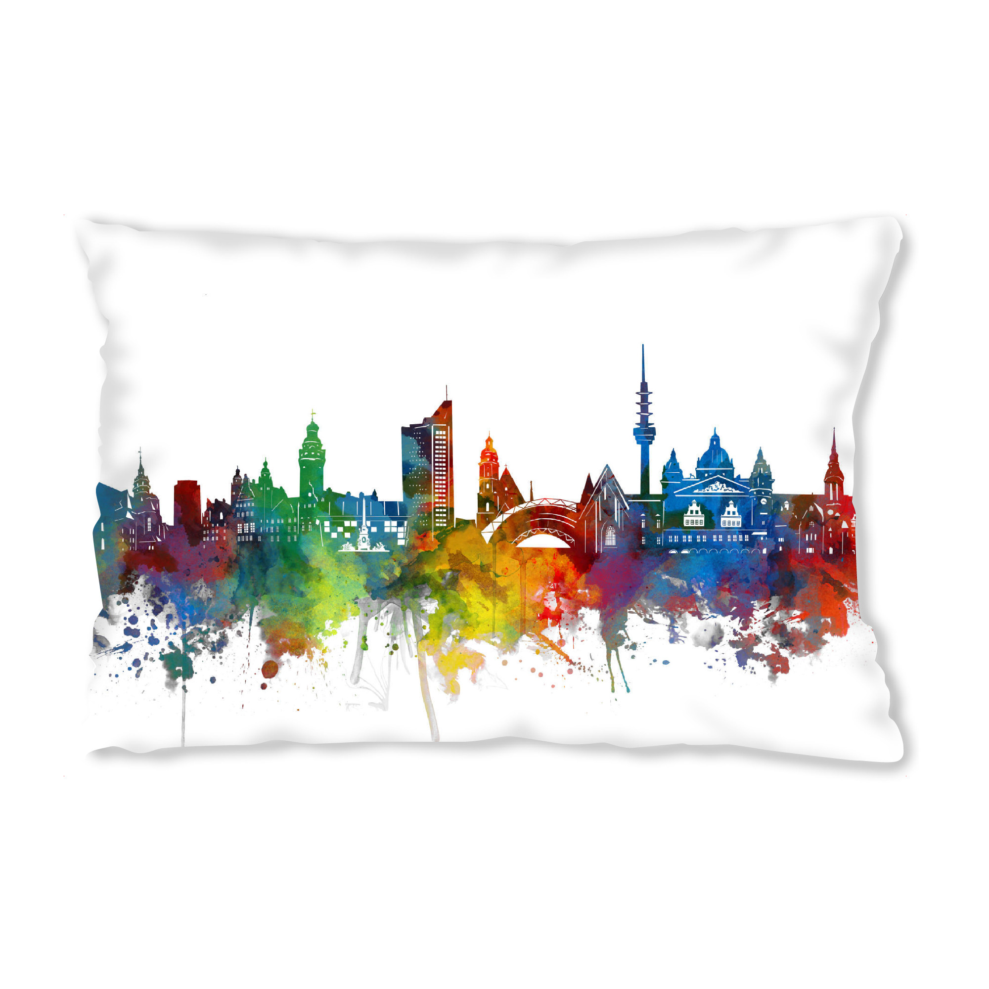 Design-Kissen "Leipzig skyline watercolor" artboxONE - Städte,Reise,Architektur