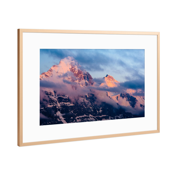Poster mit Rahmen Kupfer "Eiger and Jungrau at sunset" artboxONE - Natur