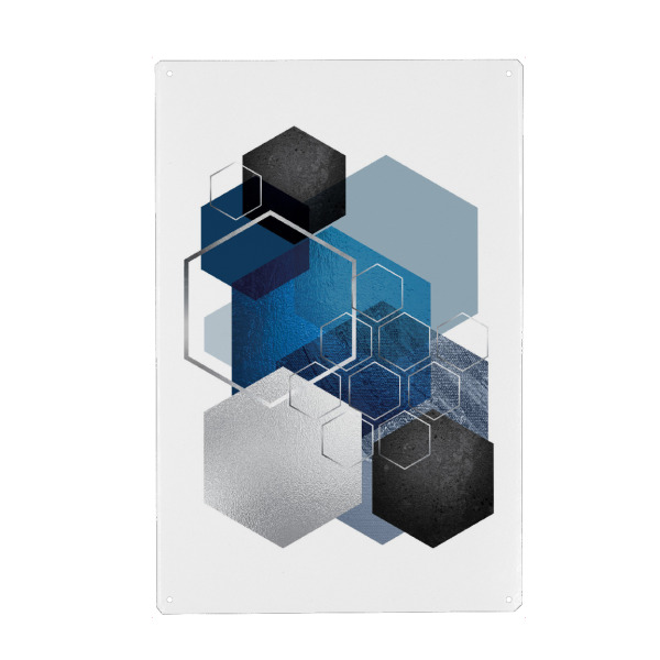 Metall Poster "Hexagonal Blues" artboxONE - Abstrakt,Geometrie