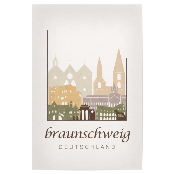 Poster 30x20 cm "Braunschweig rustic skyline" artboxONE - Städte,Kartografie - Braunschweig,Germany,Deutschland,Skyline,Cityscape,Travel
