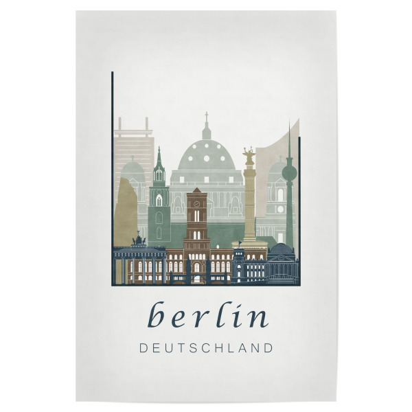 Poster "Berlin skyline light blue" artboxONE - Städte / Berlin,Kartografie - Berlin,Germany,Deutschland,Skyline,Cityscape,Travel