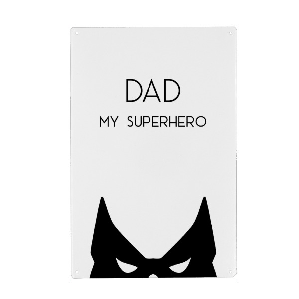 Holzbild "My Superhero" artboxONE - Schwarzweiß,Für Papa - Fathers day,Father,Dad,Daddy,Superhero,Best father,Gift,Wallart for fathers day