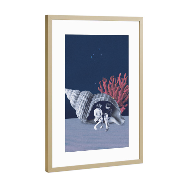 Poster mit Rahmen Gold "Can you hear the ocean" artboxONE - Fiktion