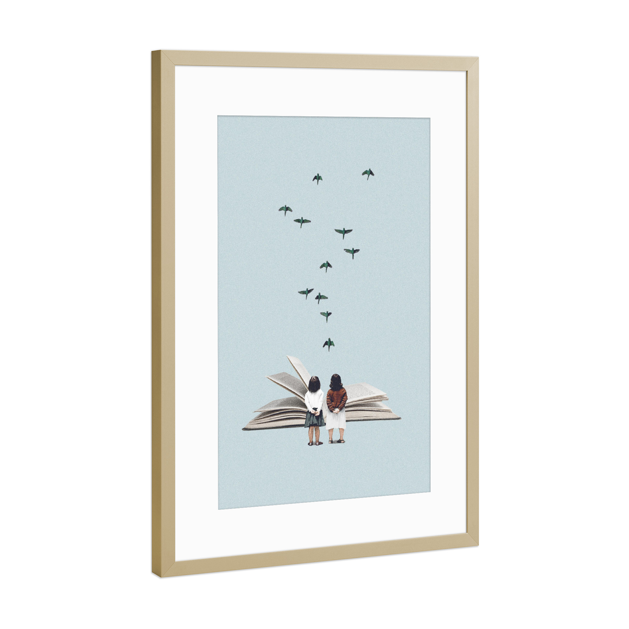 Poster mit Rahmen Gold "We communicate silently" artboxONE - Fiktion