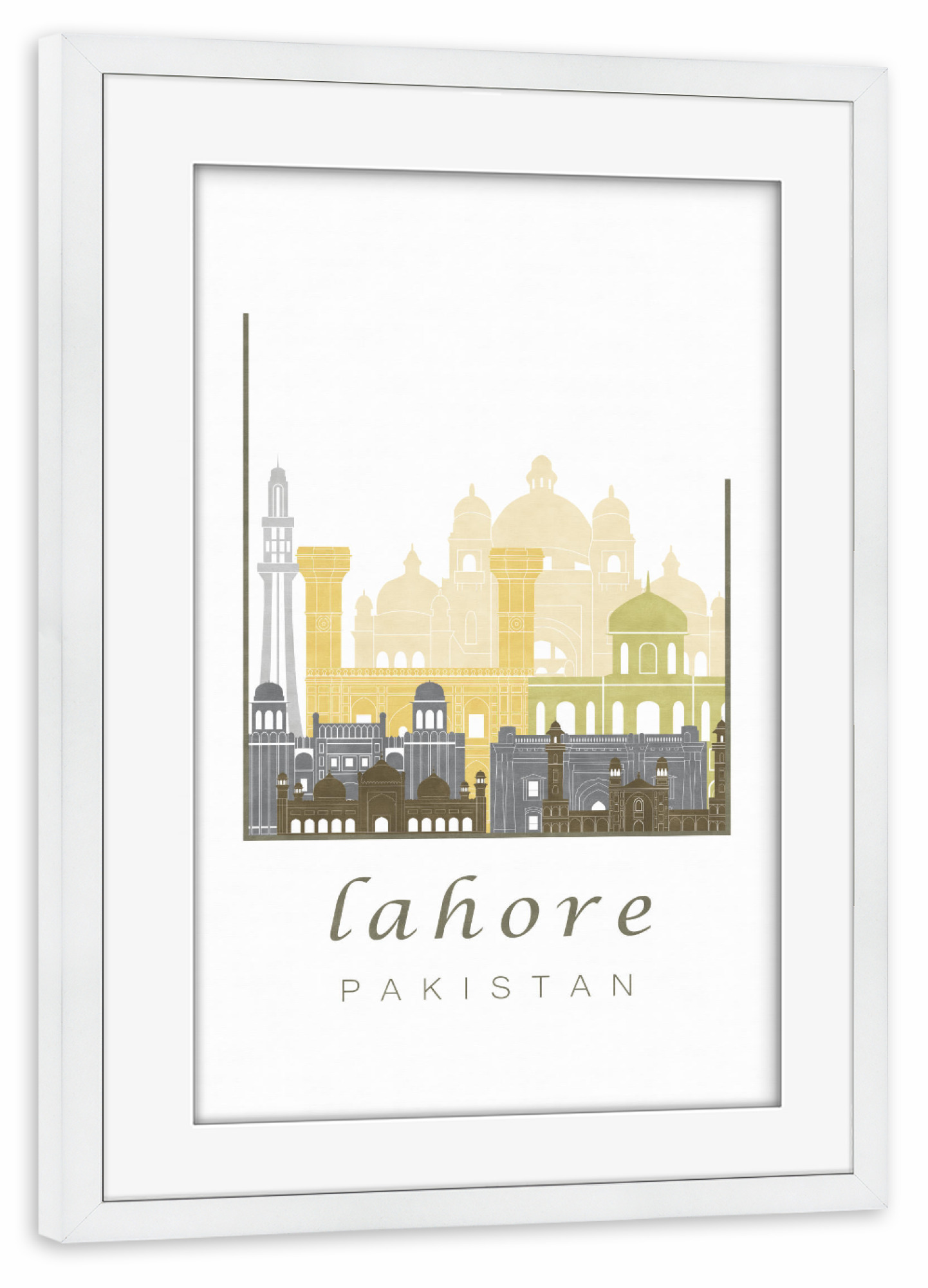 Poster mit Rahmen weiß "Lahore skyline desert" artboxONE - Städte,Kartografie - Lahore,Pakistan,Skyline,Cityscape,Travel