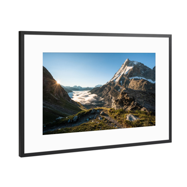 Poster mit Rahmen Schwarz (Metallic) "Matterhorn Schönbiel" artboxONE - Natur