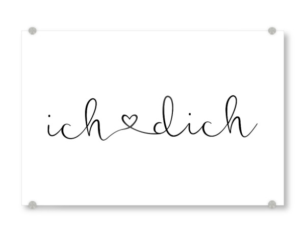 Acrylglasbild "Ich liebe dich - Schreibschrift" artboxONE - Typografie,Schwarzweiß,Liebe