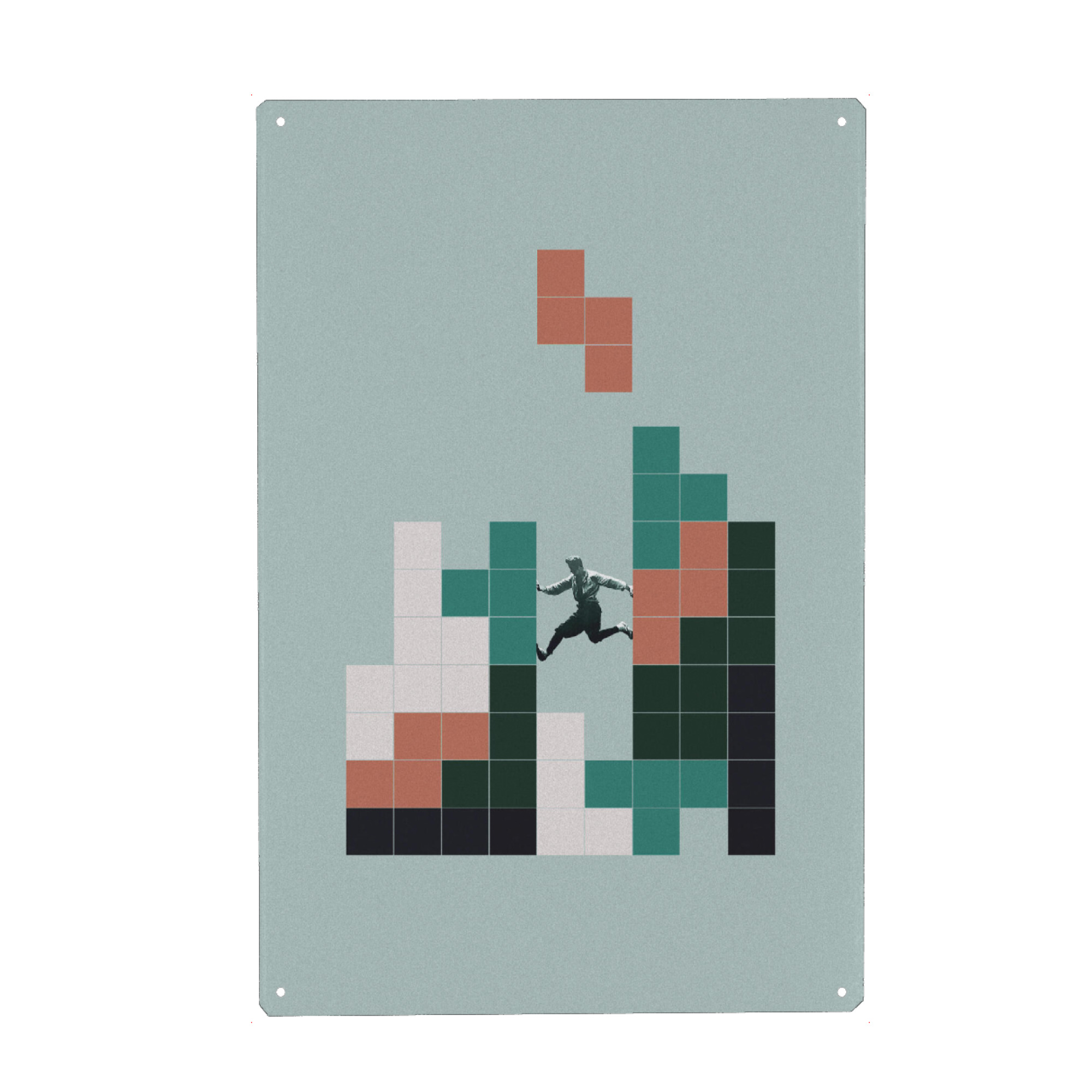 Metall Poster "That's Life" artboxONE - Abstrakt,Geometrie - Geometric,Collage,Minimal,Minimalism,Minimalist,Vintage,Retro,Funny,Humor - Blechschild
