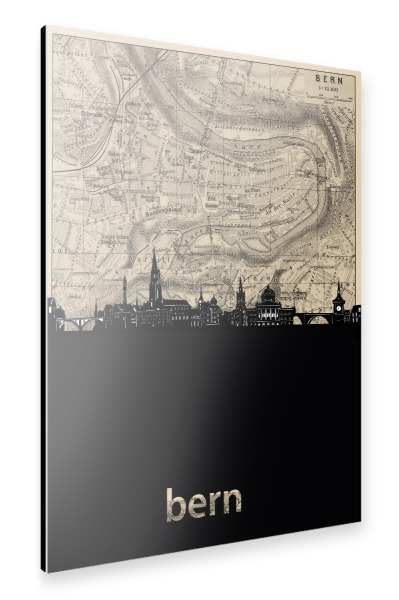 Alu-Dibond "Bern skyline map" 30x20 cm artboxONE