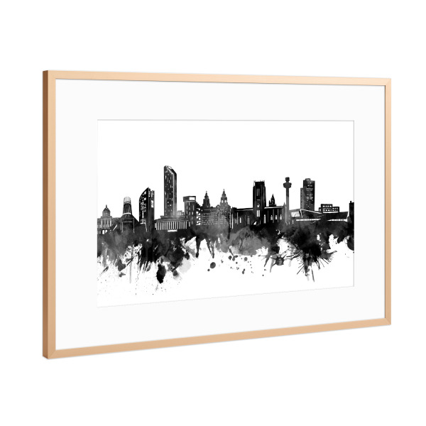 Poster mit Rahmen Kupfer "Liverpool skyline black" artboxONE - Städte,Reise,Schwarzweiß,Architektur