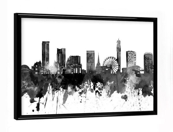 Poster mit schwarzem Rahmen "Birmingham skyline black" artboxONE - Städte,Reise,Schwarzweiß,Architektur