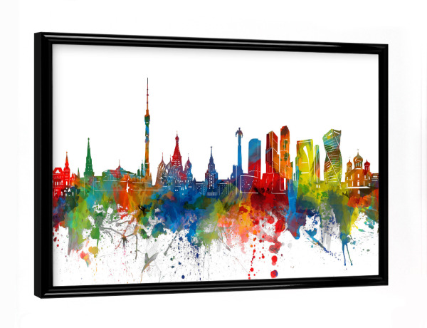 Poster mit schwarzem Rahmen "Moscow skyline watercolor" artboxONE - Städte,Reise,Architektur