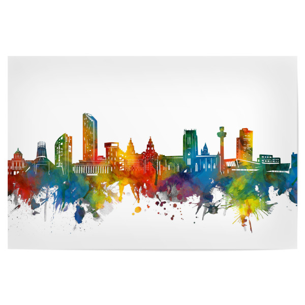 Poster 30x20 cm "Liverpool skyline watercolor" artboxONE - Städte,Reise,Architektur