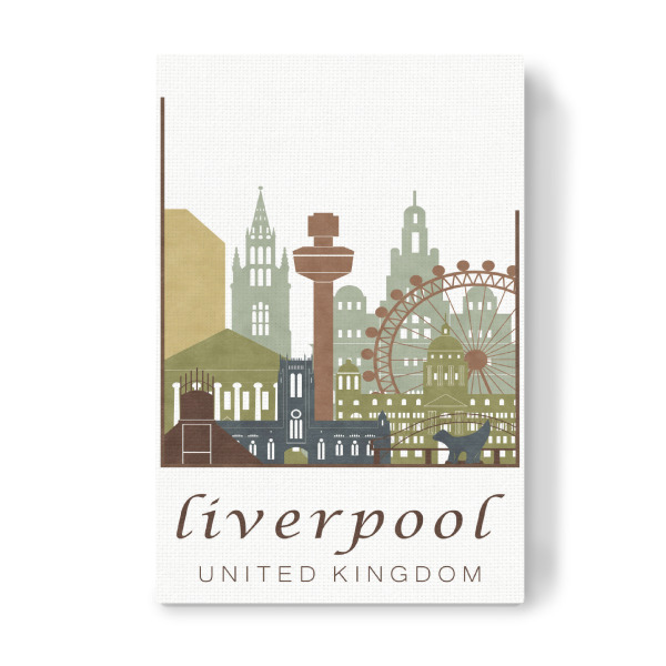 Leinwandbild "Liverpool skyline light brown" artboxONE - Städte,Kartografie - Liverpool,United kingdom,Uk,England,Skyline,Cityscape,Travel