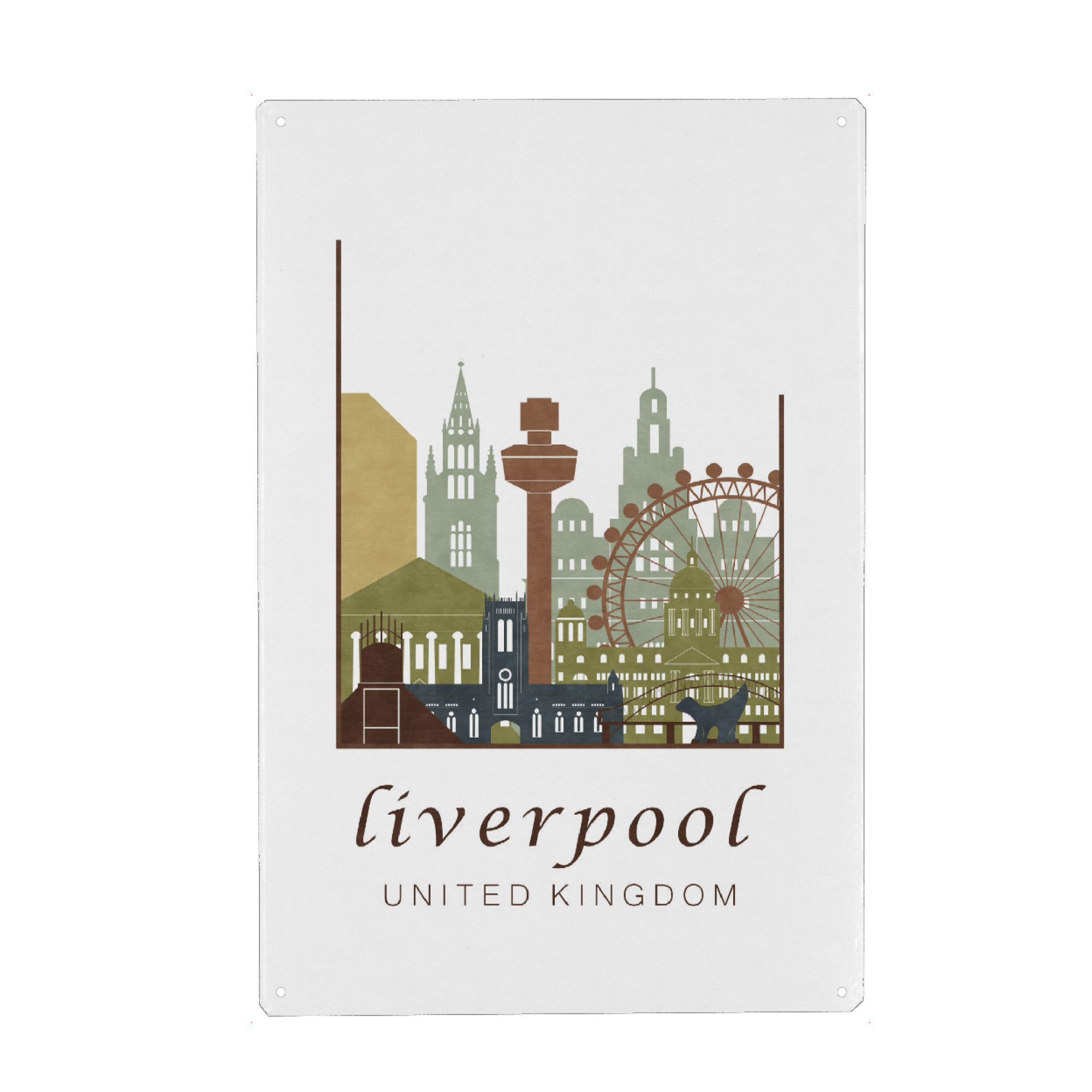 Holzbild "Liverpool skyline light brown" artboxONE - Städte,Kartografie - Liverpool,United kingdom,Uk,England,Skyline,Cityscape,Travel