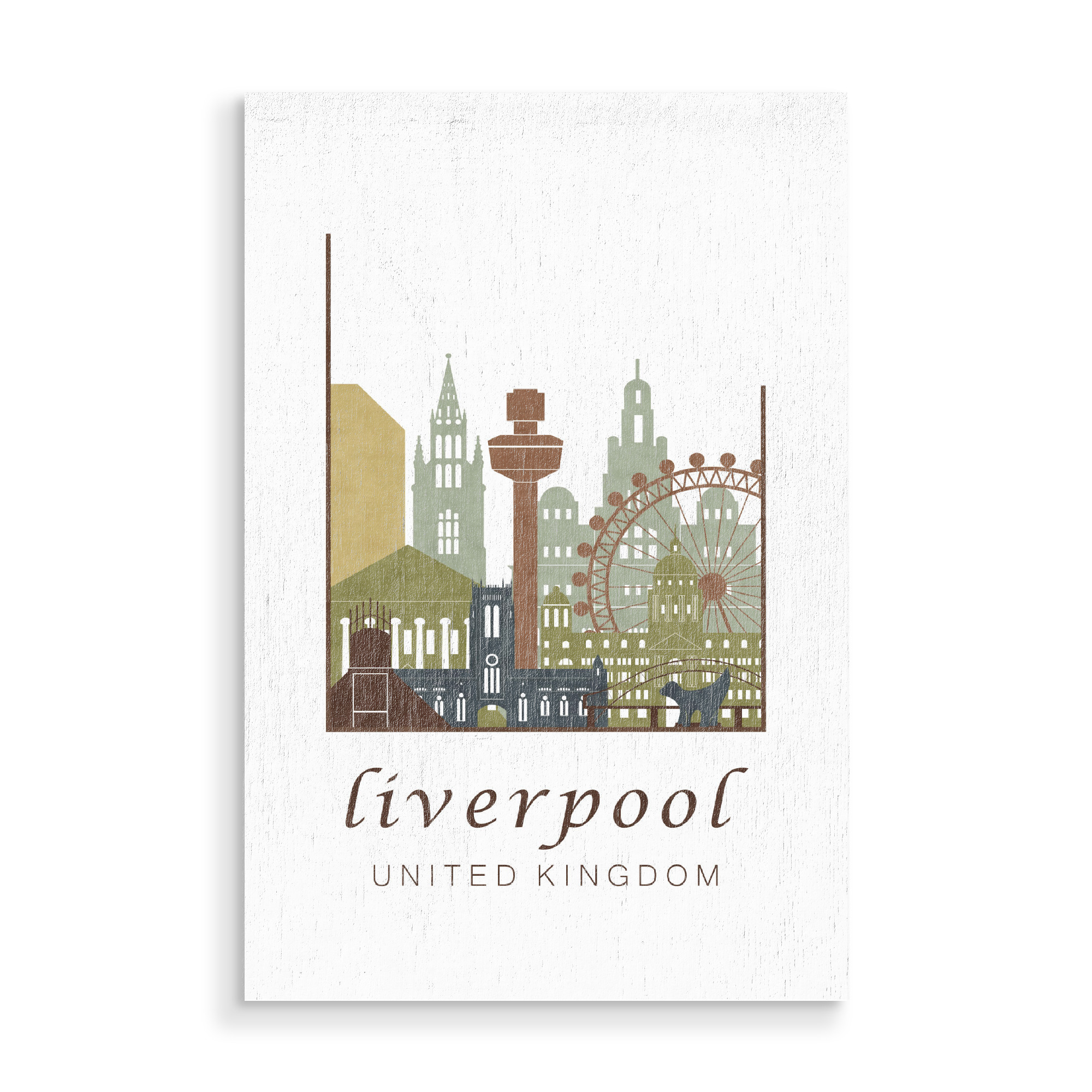 Holzbild "Liverpool skyline light brown" artboxONE - Städte,Kartografie - Liverpool,United kingdom,Uk,England,Skyline,Cityscape,Travel