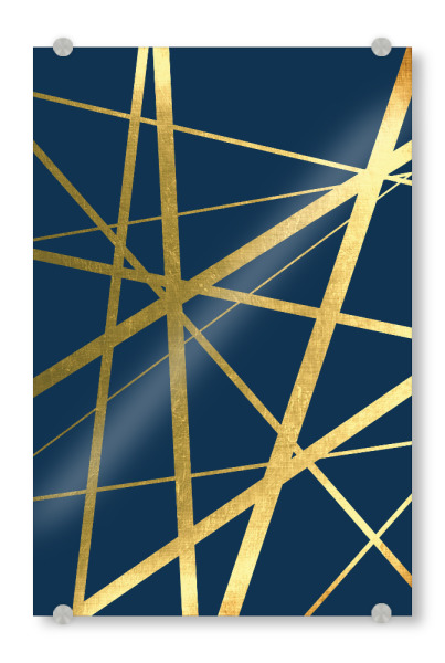Acrylglasbild "Indigo Gold Geo Lines" artboxONE - Abstrakt,Geometrie