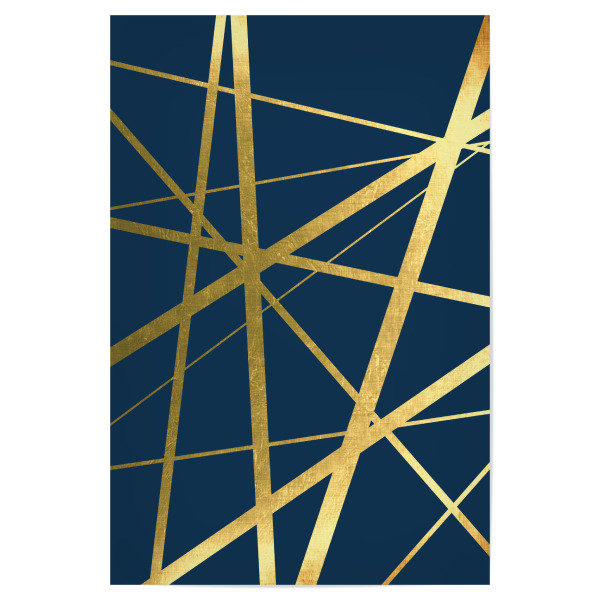Poster 30x20 cm "Indigo Gold Geo Lines" artboxONE - Abstrakt,Geometrie