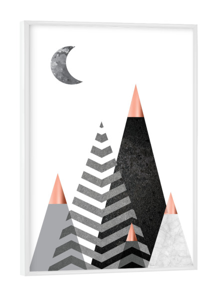 Poster mit weißem Rahmen "Rose Gold Mountain Peaks" artboxONE - Natur,Abstrakt,Schwarzweiß,Geometrie