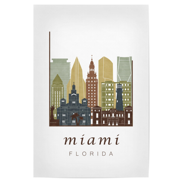 Poster 30x20 cm "Miami skyline, light brown" artboxONE - Städte,Kartografie