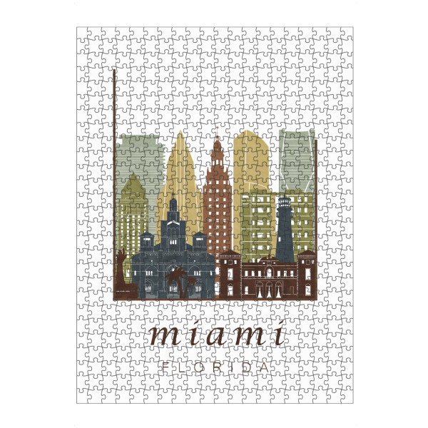 Puzzle Ravensburger "Miami skyline, light brown" artboxONE - Städte,Kartografie