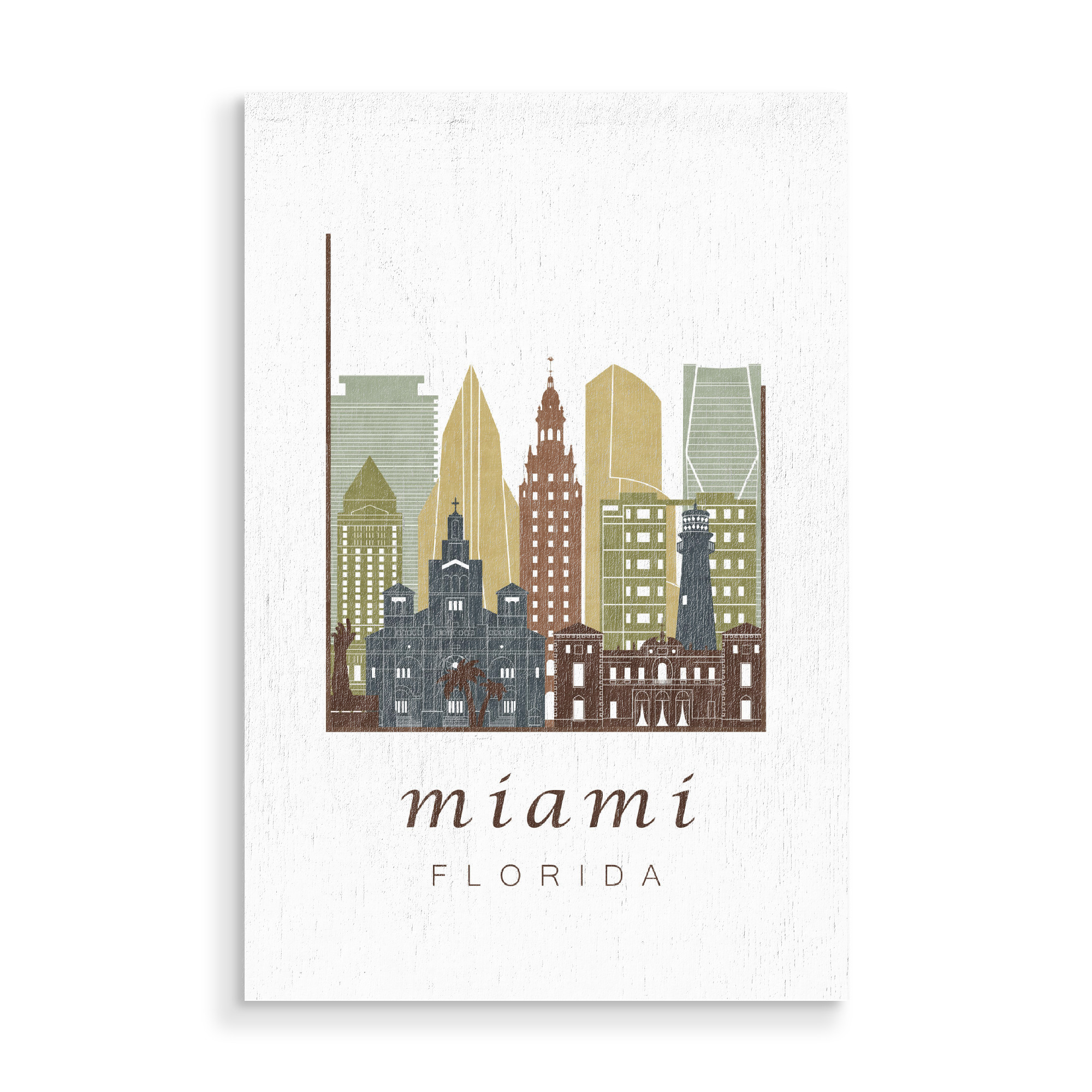 Holzbild "Miami skyline, light brown" artboxONE - Städte,Kartografie