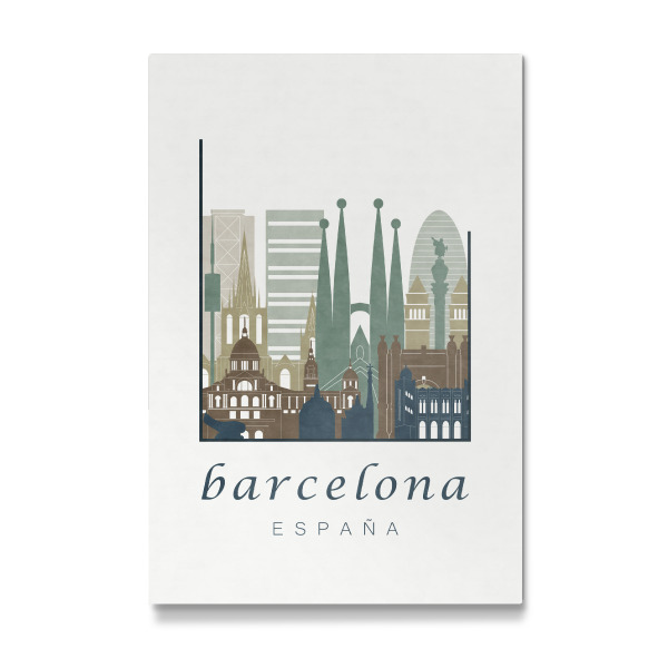 Galerie-Print "Barcelona skyline light blue" 30x20 cm artboxONE