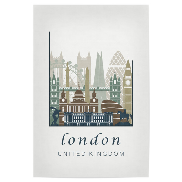 Poster 30x20 cm "London skyline light blue" artboxONE - Städte / London,Kartografie - London,United kingdom,Uk,England,Skyline,Cityscape,Travel