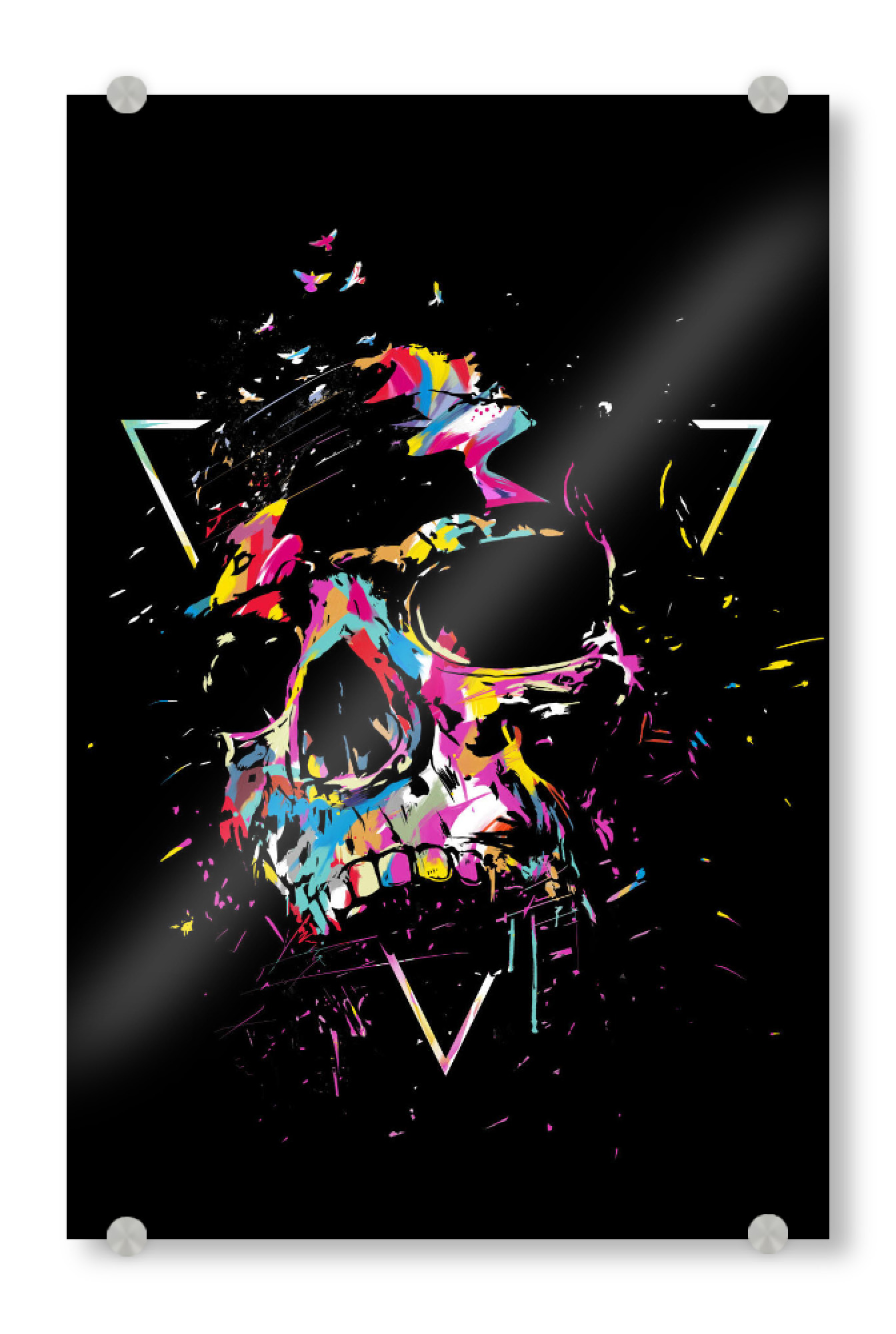 Acrylglasbild "Skull X" artboxONE - Abstrakt - Skull,Painting,Abstract,Colorful,Multicolored,Summer,Triangle,Geometric