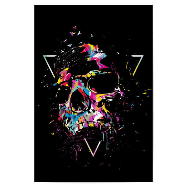 Poster "Skull X" artboxONE - Abstrakt - Skull,Painting,Abstract,Colorful,Multicolored,Summer,Triangle,Geometric