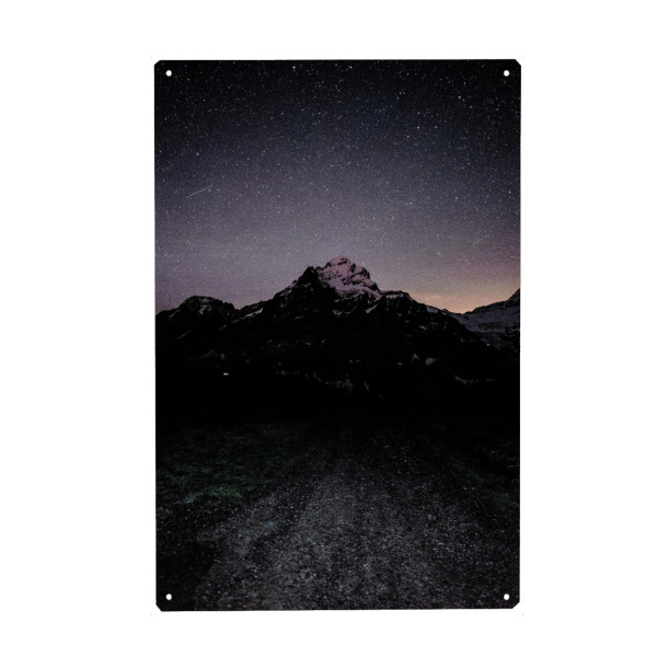 Holzbild "Nightscape with Wetterhorn" artboxONE - Natur,Galaxy