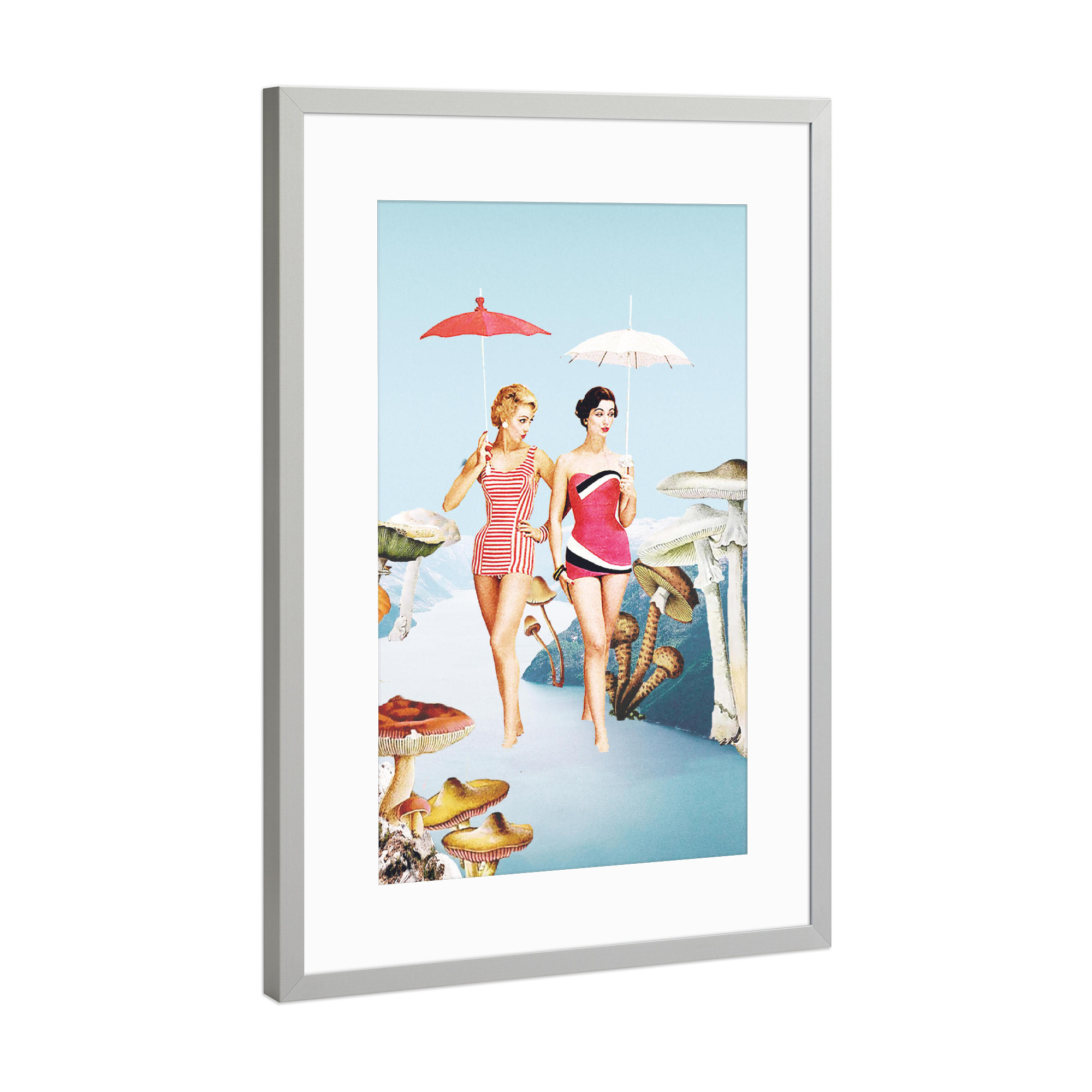 Poster mit Rahmen Silber "Let's pretend we're mushrooms" artboxONE - Fiktion