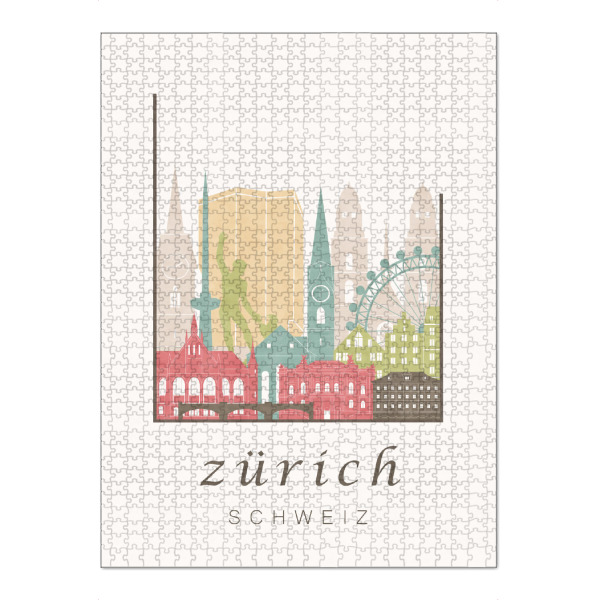 Puzzle Ravensburger "Zurich pastel skyline" artboxONE - Städte / Zürich,Kartografie