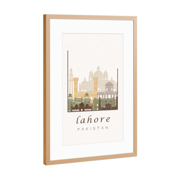 Poster mit Rahmen Kupfer "Lahore skyline rustic" artboxONE - Städte,Kartografie - Lahore,Pakistan,Skyline,Cityscape,Travel