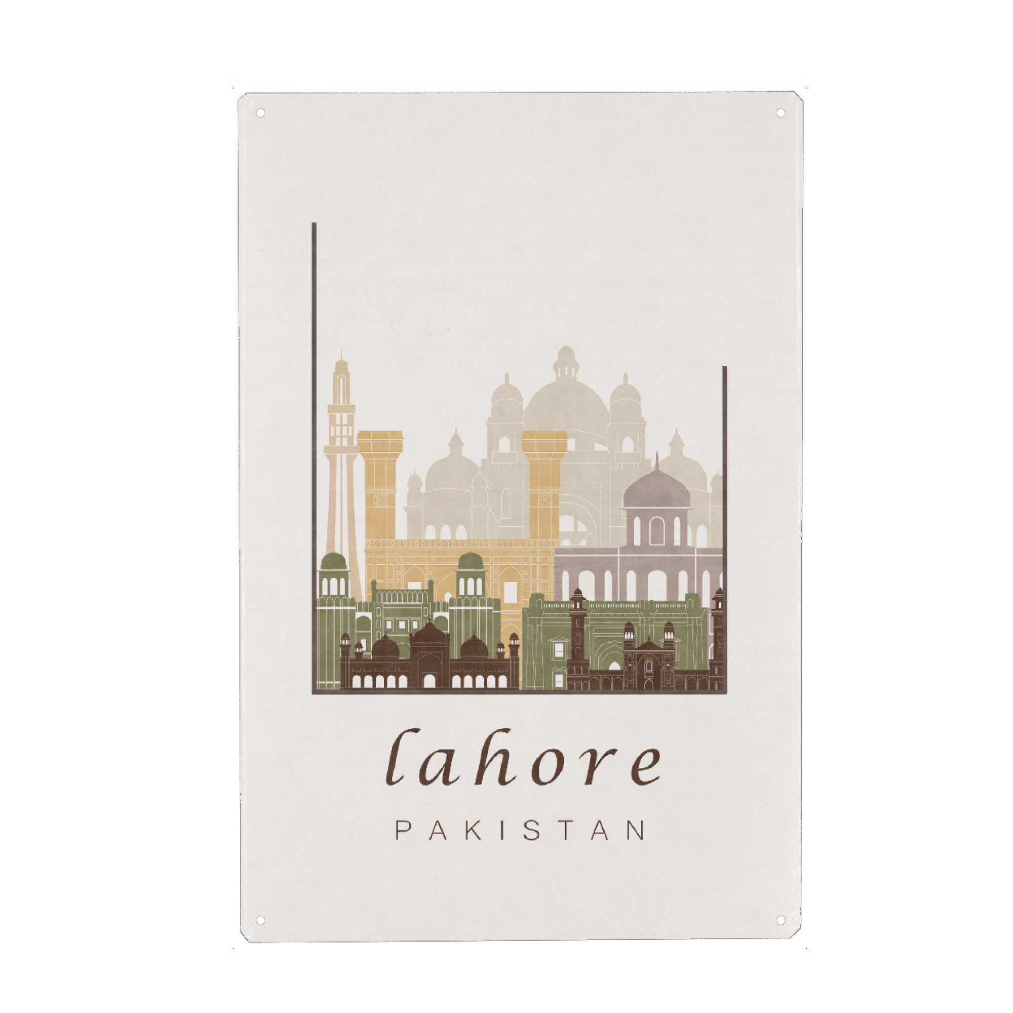Metall Poster "Lahore skyline rustic" artboxONE - Städte,Kartografie - Lahore,Pakistan,Skyline,Cityscape,Travel - Blechschild