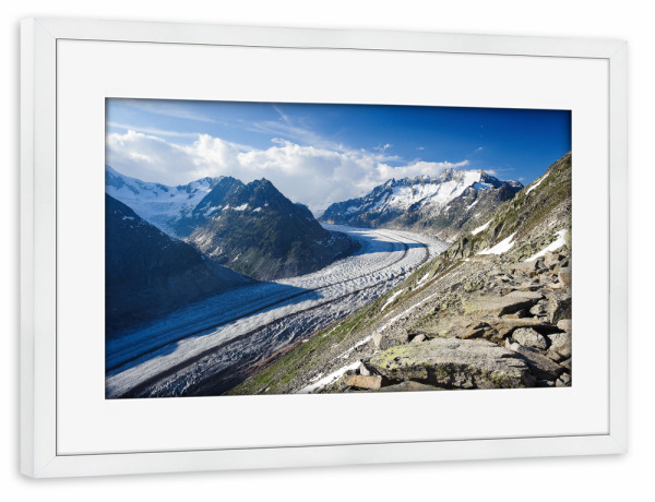 Poster mit Rahmen weiß "Aletsch glacier panorama" artboxONE - Natur