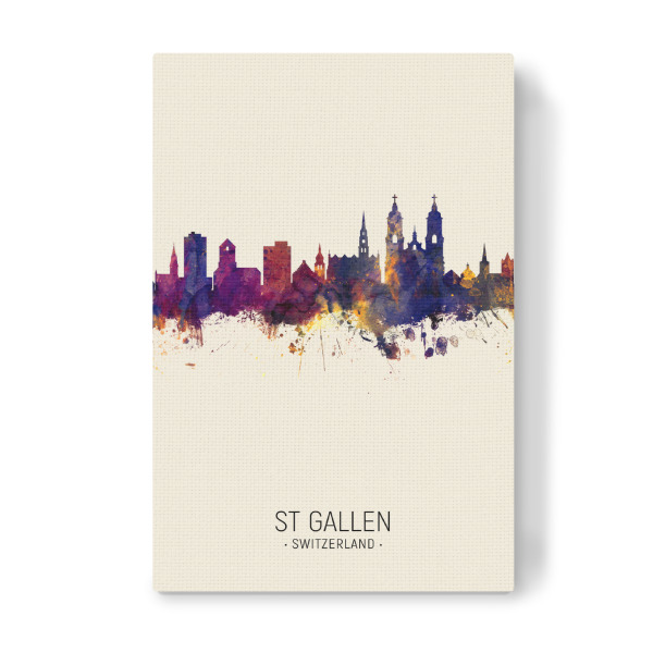 Leinwandbild "St Gallen Skyline Beige" artboxONE - Städte - St gallen,Switzerland,Skyline,Cityscape,Painting,Watercolour,Stadtbild