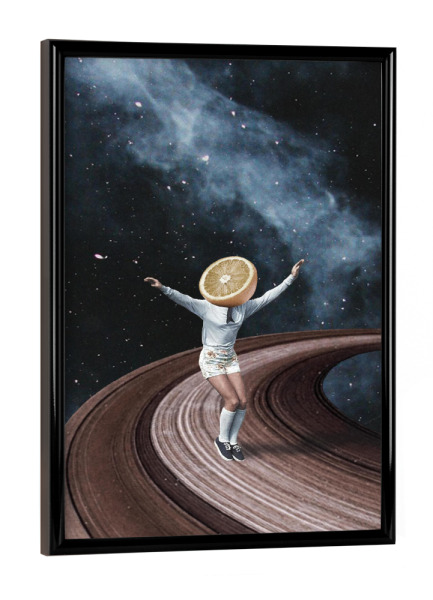 Poster mit schwarzem Rahmen "Jumping oranges in my head" artboxONE - Galaxy - Galaxy,Space,Universe,Planets,Stars,Vintage,Collage,Retro,Funny,Humor