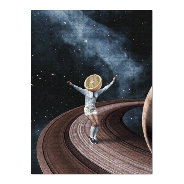 Puzzle Ravensburger "Jumping oranges in my head" artboxONE - Galaxy - Galaxy,Space,Universe,Planets,Stars,Vintage,Collage,Retro,Funny,Humor