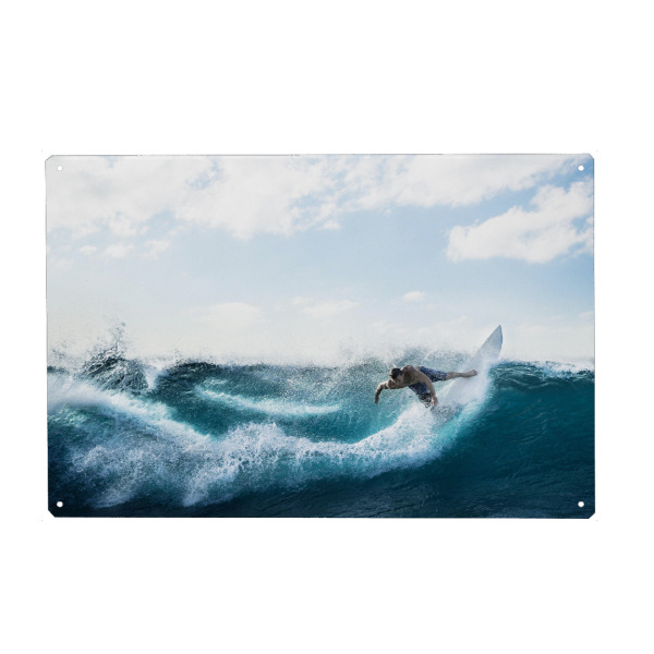 Metall Poster "Catching A Wave" artboxONE - Reise / Strand und Meer,Sport / Sommerspiele