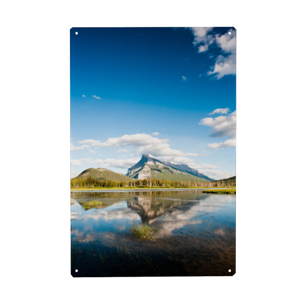 Metall Poster "Vermilion Lakes" artboxONE - Natur - Vermilion lakes,Lakes,Vermilion,Banff,National,Park,Canada,Summer,Blue,Reflexion - Blechschild