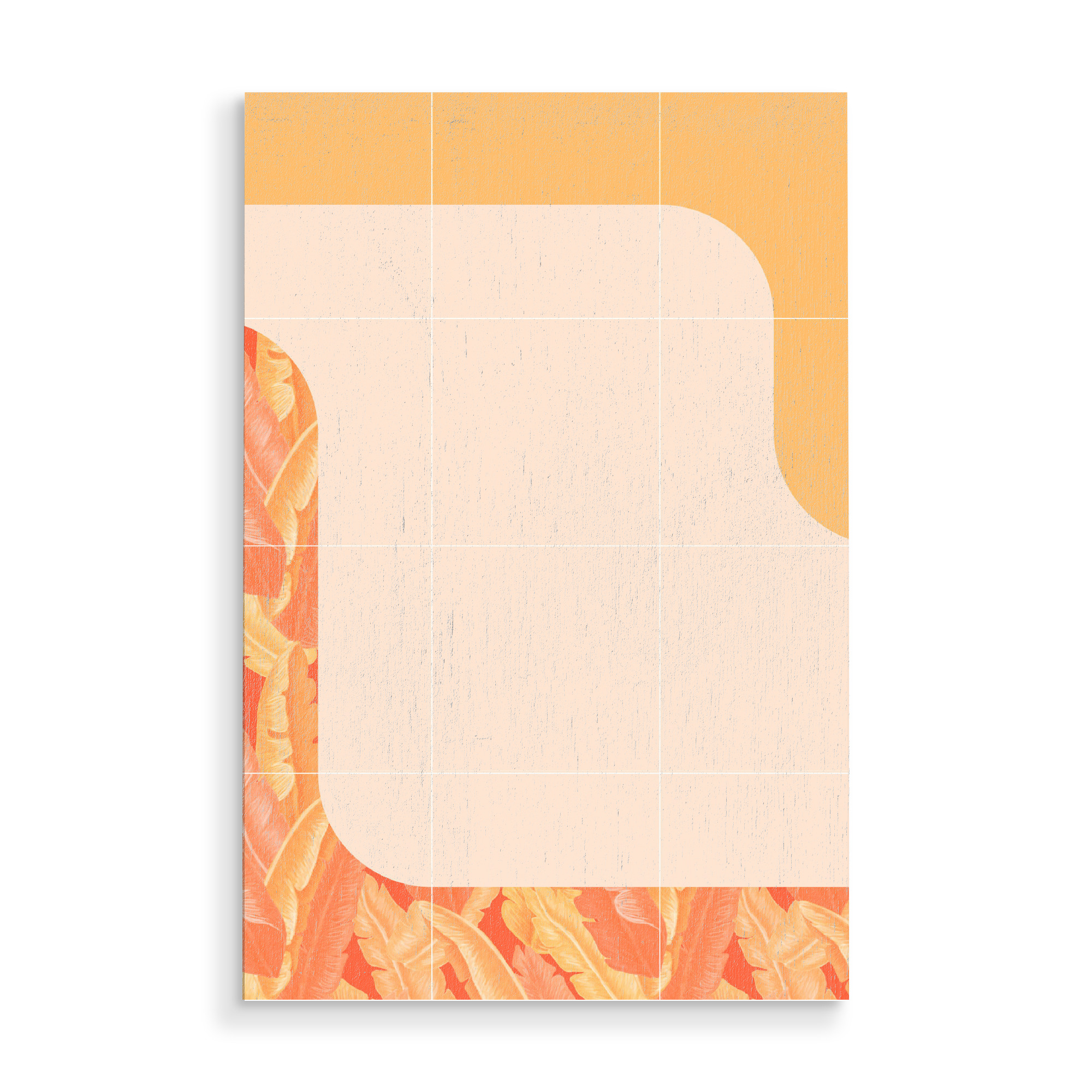Holzbild "Mid-Century Tropical Orange Style" artboxONE - Abstrakt - Mid-century-modern,Exotic,Tropical leaves