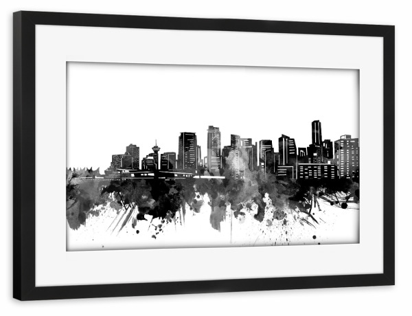 Poster mit Rahmen schwarz "Vancouver skyline black" artboxONE - Städte,Reise,Schwarzweiß,Architektur