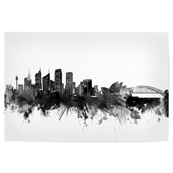 Poster 30x20 cm "Sydney skyline black" artboxONE - Städte,Reise,Schwarzweiß,Architektur,Städte / Sydney