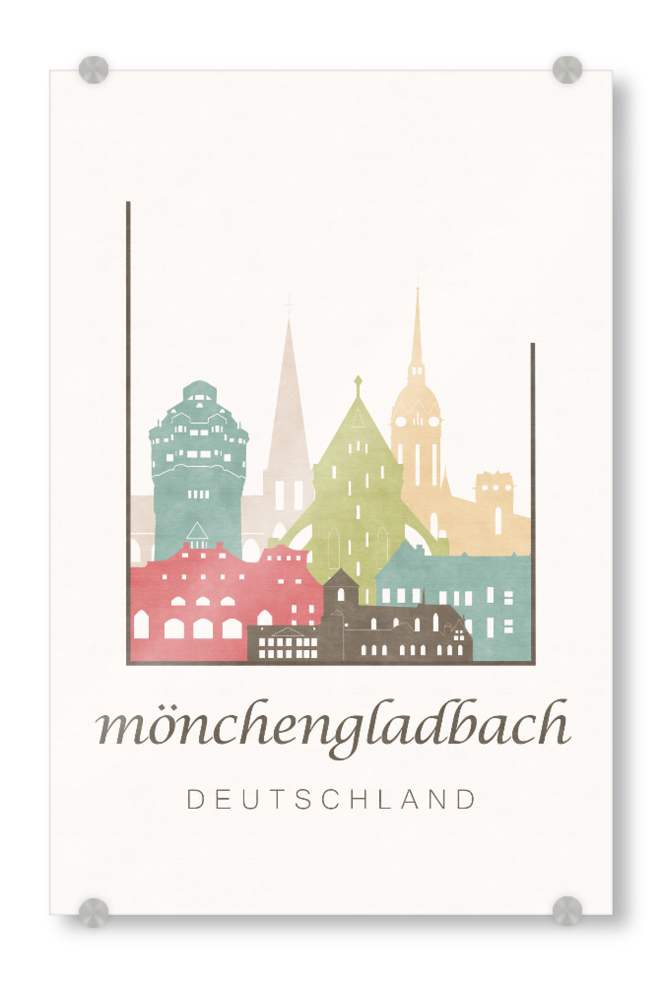Acrylglasbild "Mönchengladbach pastel skyline" artboxONE - Städte,Kartografie