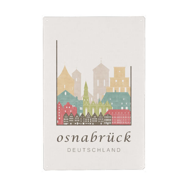 Holzbild "Osnabrück pastel skyline" artboxONE - Städte,Kartografie - Osnabrück,Germany,Deutschland,Skyline,Cityscape,Travel,Osnabruck