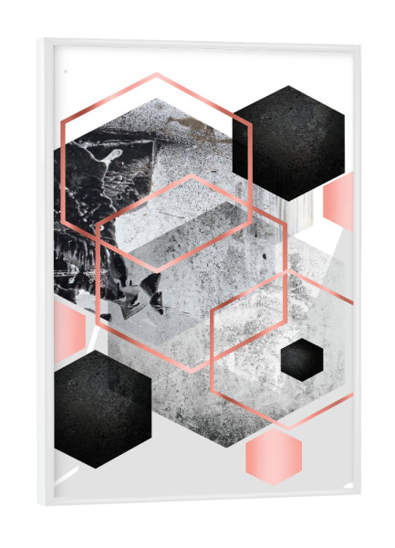 Poster mit weißem Rahmen "Urban Rose Gold" artboxONE - Abstrakt,Schwarzweiß,Geometrie