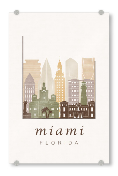 Acrylglasbild "Miami skyline rustic" artboxONE - Städte,Kartografie