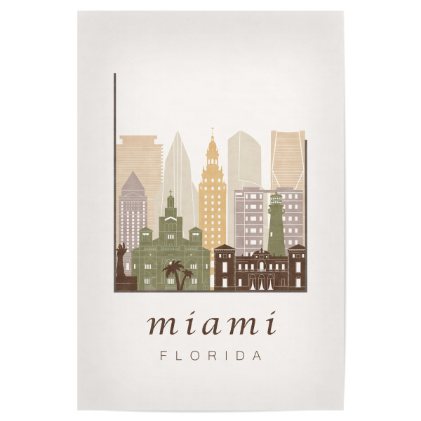 Poster 30x20 cm "Miami skyline rustic" artboxONE - Städte,Kartografie