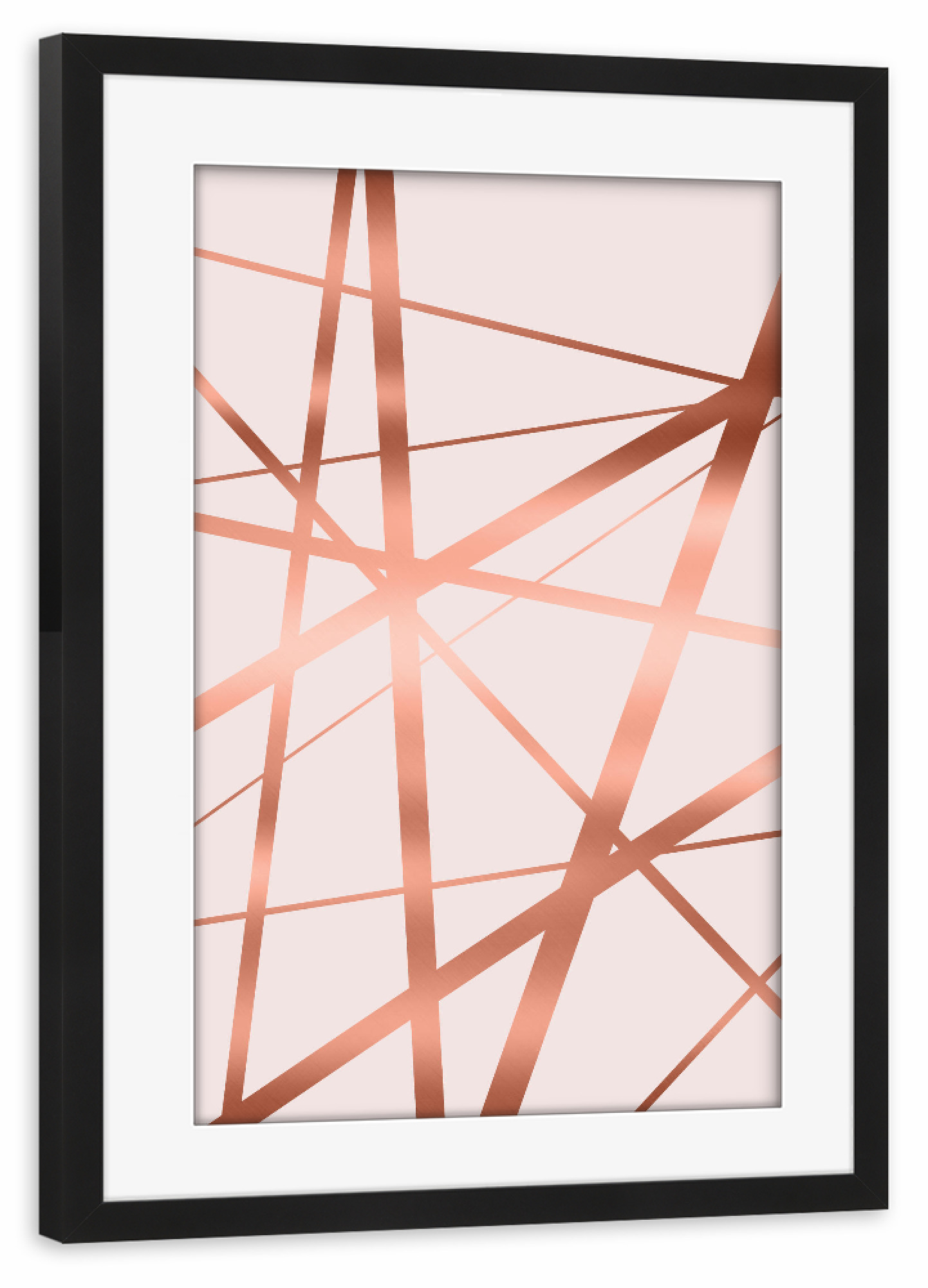Poster mit Rahmen schwarz "Copper and Blush Geo Lines" artboxONE - Geometrie